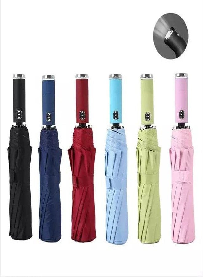 McFarlane Automatic Open Close Umbrella Flashlight Handle Umbrella Safe Reflective Frame Windproof Water Resistant Foldable Umbrella Lightweight (Black) - Image 5