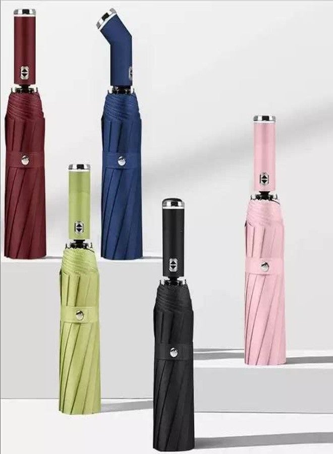 McFarlane Automatic Open Close Umbrella Flashlight Handle Umbrella Safe Reflective Frame Windproof Water Resistant Foldable Umbrella Lightweight (Black) - Image 3