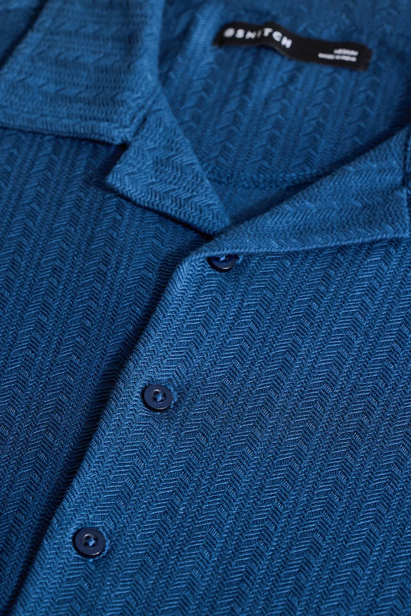 SNITCH Blue Cuban Textured Shirt