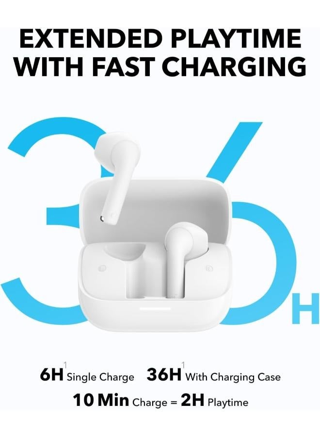 Soundcore K20i by Anker, Semi-in-Ear Earbuds, Bluetooth Wireless, 36H Playtime, Fast Charge, Clear Sound, Comfortable Fit, ENC 2-Mic Clear Calls, Custom EQ, IPX5, Bluetooth 5.3, App Control White - Image 5