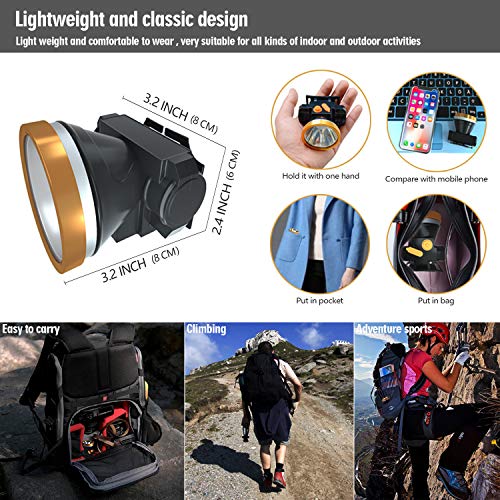 ODEAR Rechargeable Headlamp, Super Bright LED Head Lamp Flashlight Waterproof Headlight with Built in Battery for Outdoor Camping Fishing Hiking Running Right Ride - Image 4