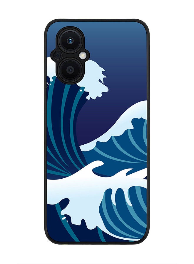 Stylizedd Rugged Black edge case for Oppo Reno7 Z  Slim fit Soft Case Flexible Rubber Edges Anti Drop TPU Gel Thin Cover - Japanese Sea - Image 1