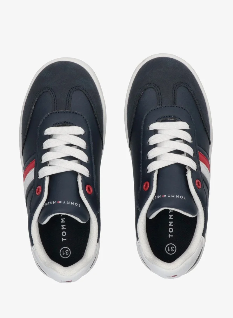 تومي هيلفيغر سنيكرز أطفال برباط مخطط بقصة منخفضة