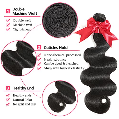 JARAMA 10A Brazilian Body Wave 1 Bundle 22 Inch Single Bundles Human Hair Body Wave One Bundle 100 Unprocessed Remy Virgin Human Hair Weave Bundles 1B Natural Black - Image 3