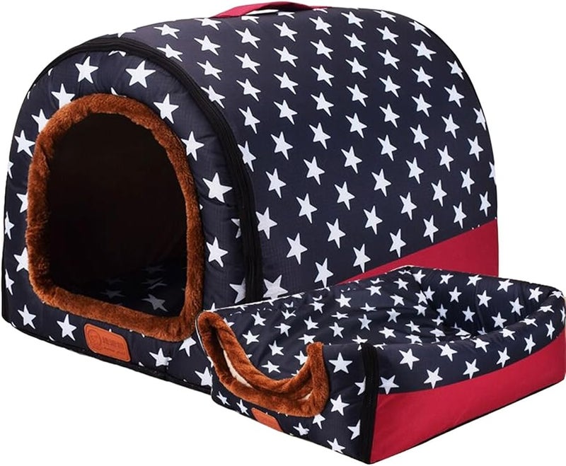 Small Dog Bed Indoor Pet Tent Warm House Thick Cushion Cat Cave Size S Color F - Image 2