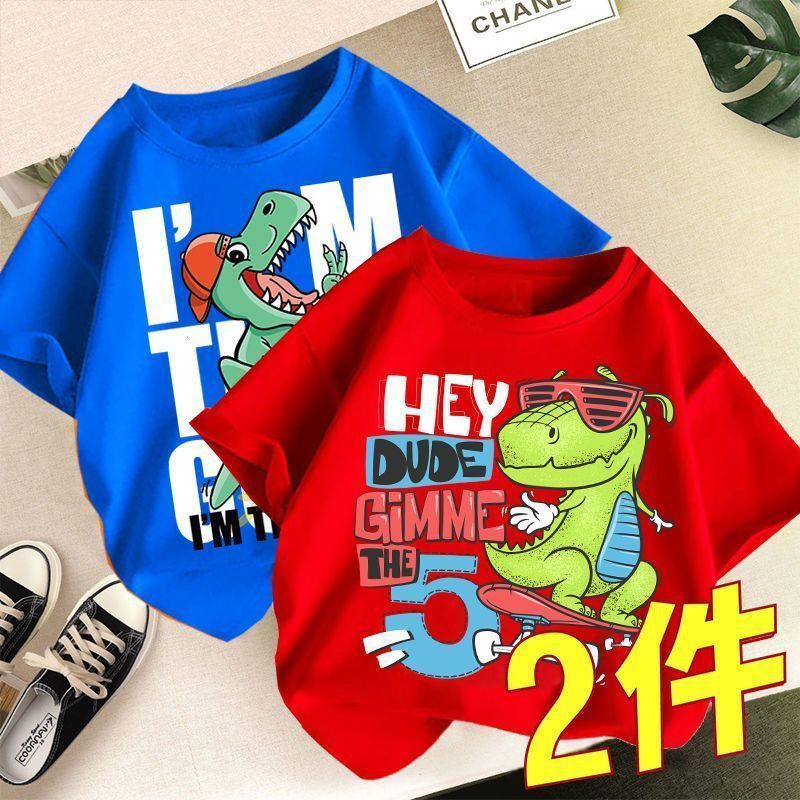 100 Cotton 24 New Little Boy'S Cotton T-Shirt Short-Sleeved Half-Sleeved Summer Thin Summer Wear Breathable Loose Children'S Wear 12 - Image 1