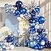LANGASQUE Blue White Silver Balloon Garland Arch Kit 140Pcs Navy Light Metallic Blue Silver White Confetti Balloons With Stars for Birthday Wedding Birdal Shower Graduation Fathers Day Party Decorations - Image 2