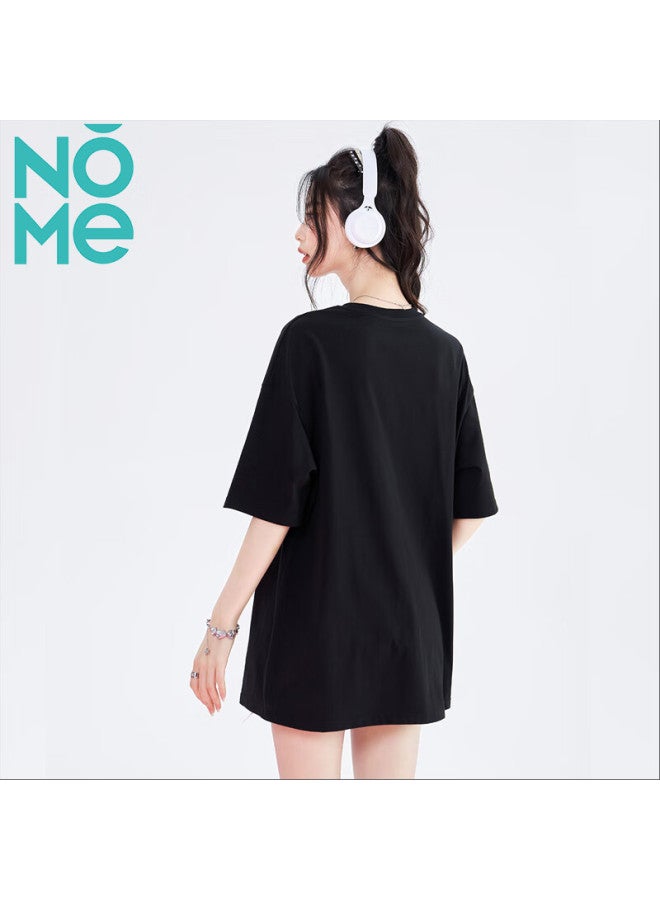 Nome Women's Short Sleeve New Loose Long Wide Hem T-shirt Black 2XL - Image 5