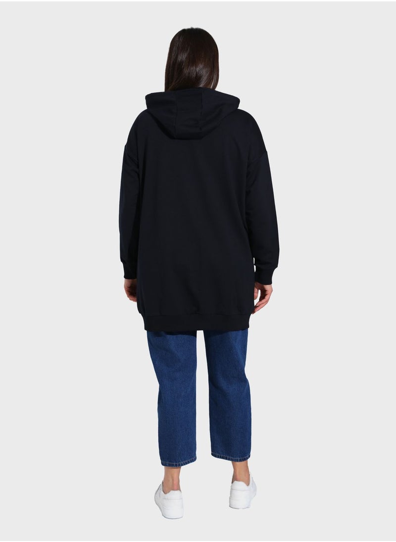 Alia by modanisa - Zip Pocket Detail Hooded Coat - Image 1