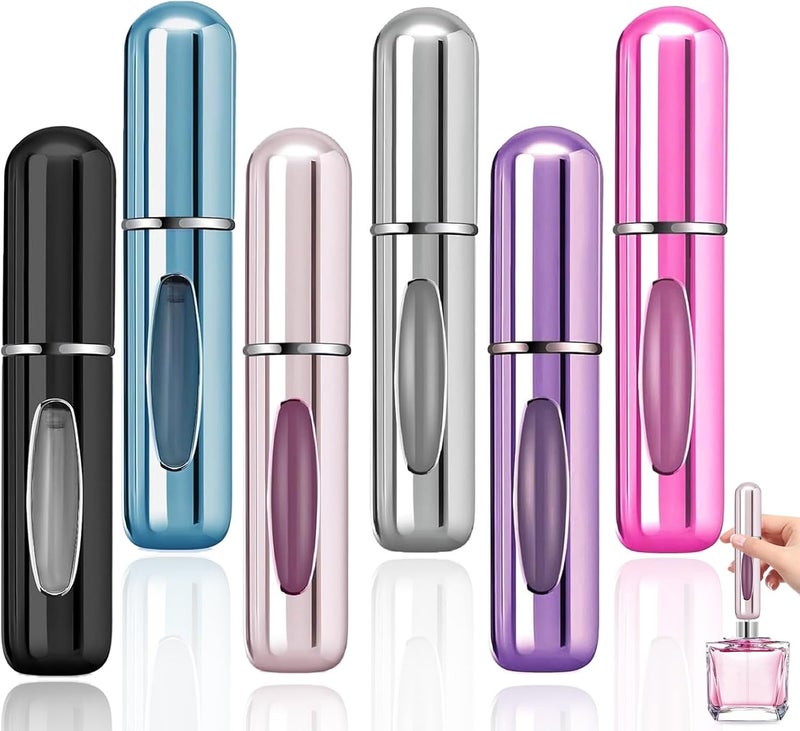 بخاخ عطر صغير قابل لإعادة التعبئة من AUGUSTYUE، 6 قطع بخاخات للسفر، 5 مل، زجاجة رذاذ عطر محمولة، كبسولة سفر للنساء والرجال - Image 1