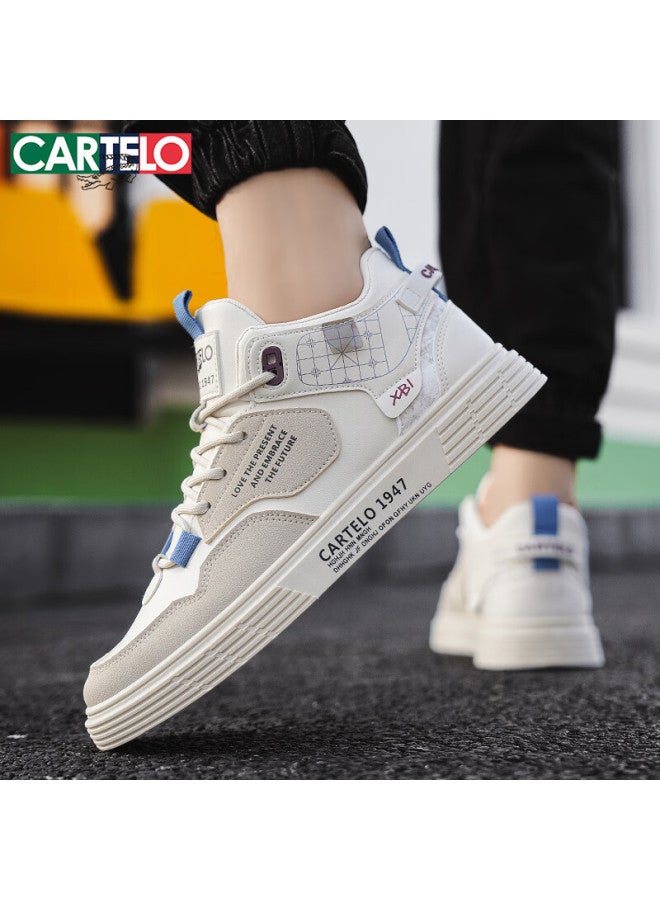 CARTELO أحذية رجالية، أحذية كاجوال صيفية، أحذية رياضية بيضاء متعددة الاستخدامات، أحذية سكيت بورد ذات نعل ناعم للرجال، كاكي، مقاس 41 - Image 3