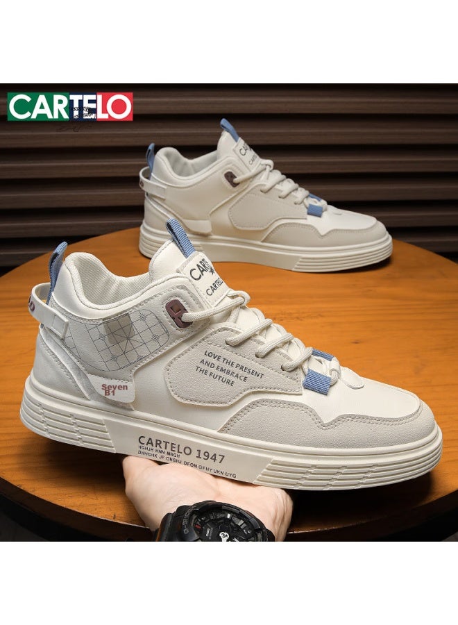 CARTELO أحذية رجالية، أحذية كاجوال صيفية، أحذية رياضية بيضاء متعددة الاستخدامات، أحذية سكيت بورد ذات نعل ناعم للرجال، كاكي، مقاس 41 - Image 2