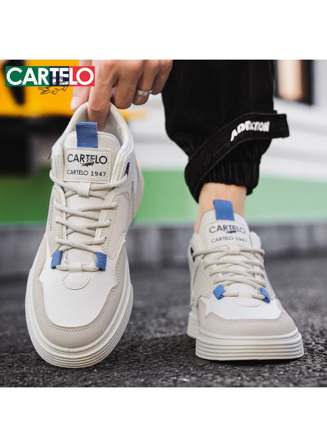 CARTELO أحذية رجالية، أحذية كاجوال صيفية، أحذية رياضية بيضاء متعددة الاستخدامات، أحذية سكيت بورد ذات نعل ناعم للرجال، كاكي، مقاس 41 - Image 4