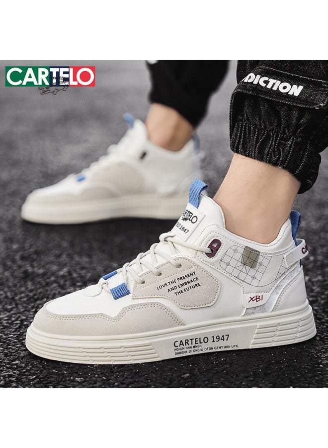 CARTELO أحذية رجالية، أحذية كاجوال صيفية، أحذية رياضية بيضاء متعددة الاستخدامات، أحذية سكيت بورد ذات نعل ناعم للرجال، كاكي، مقاس 41 - Image 5