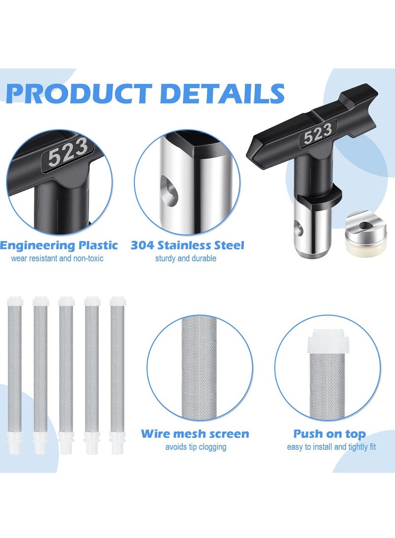 SYOSI 17 Pcs Airless Paint Sprayer Gun Set with Nozzle Guard, Spray Tips, and Filters for Airless Spraying Machines, Paint Accessories - Image 4