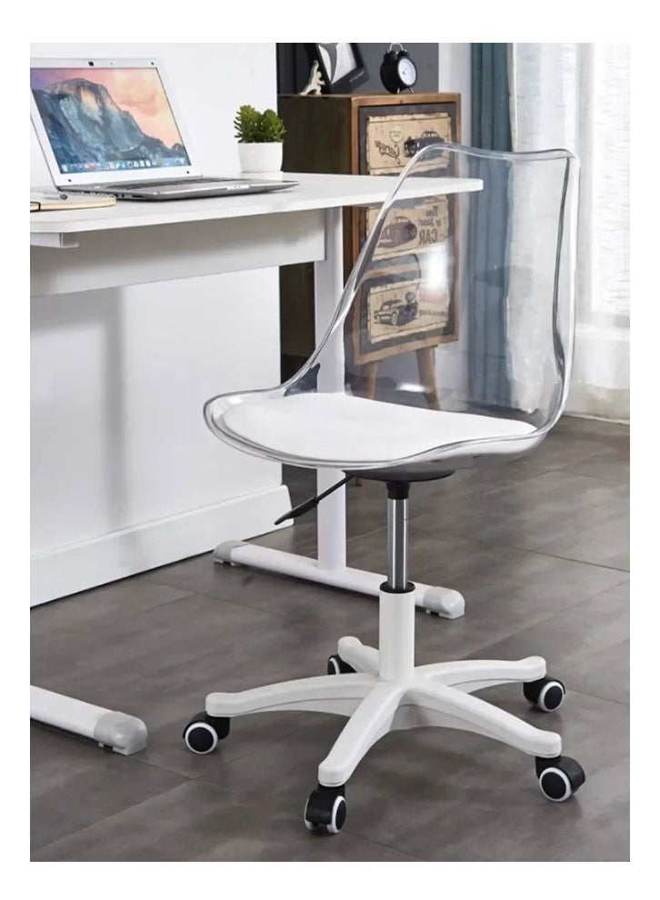 keke Computer Chair Light Luxury Transparent Backrest Style + Thickened Nylon Legs - Image 2