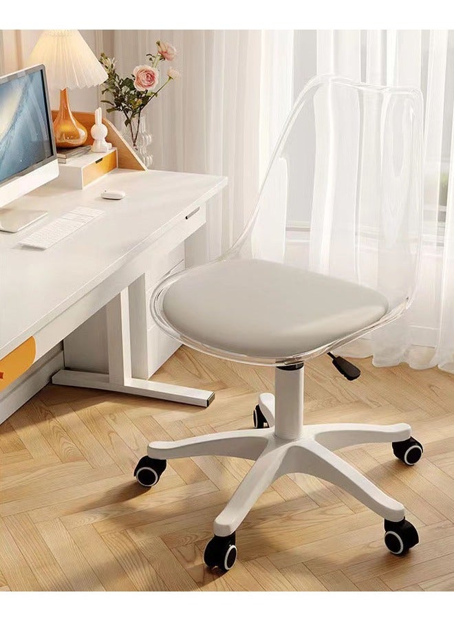 keke Computer Chair Light Luxury Transparent Backrest Style + Thickened Nylon Legs - Image 1