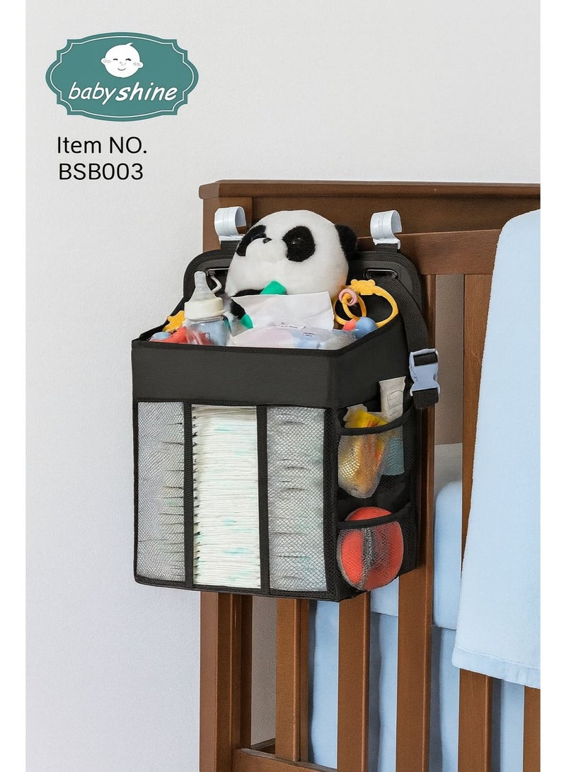 Baby Essentials Organizer Bag – Hanging Diaper Storage for Crib with Multiple Pockets - Image 2