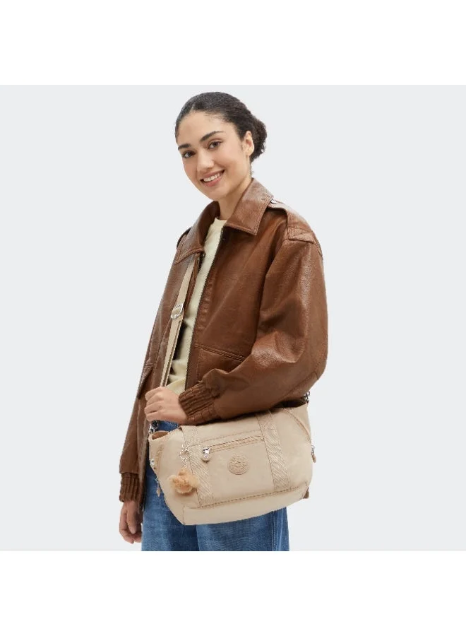 كيبلينغ حقيبة يد صغيرة آرت ميني مع حزام كتف قابل للإزالة - بيج لامع