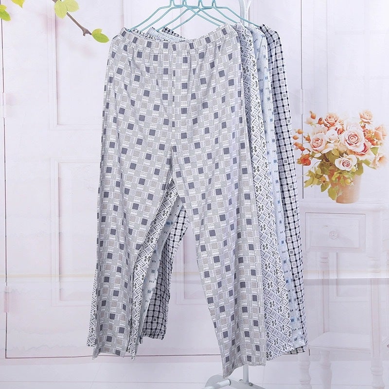 Double Pocket Men'S Pajama Pants Cotton Loose Pants Casual Summer Plus Size Outer Wearing Multi-Piece Home Pants - Image 3