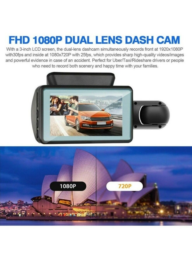 Gasin - Dual-Lens 1080P Dash Cam with 3-Inch Screen, Wi-Fi Connectivity and 170-Degree Recording for Front and Interior of the Vehicle - Image 1