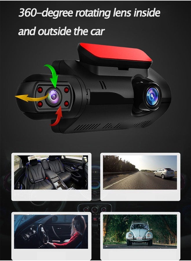 Gasin - Dual-Lens 1080P Dash Cam with 3-Inch Screen, Wi-Fi Connectivity and 170-Degree Recording for Front and Interior of the Vehicle - Image 1