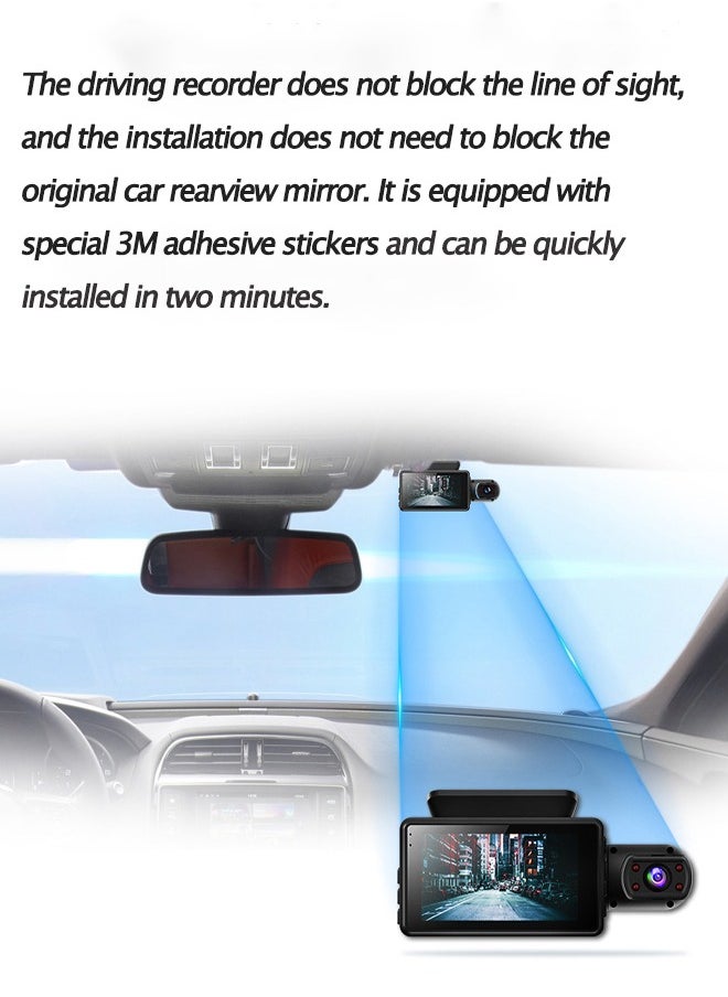 Gasin - Dual-Lens 1080P Dash Cam with 3-Inch Screen, Wi-Fi Connectivity and 170-Degree Recording for Front and Interior of the Vehicle - Image 1
