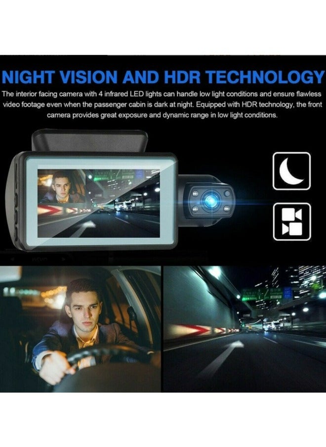 Gasin - Dual-Lens 1080P Dash Cam with 3-Inch Screen, Wi-Fi Connectivity and 170-Degree Recording for Front and Interior of the Vehicle - Image 1