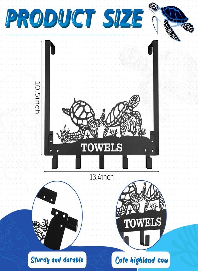 Otoolling Sea Turtles Over the Door Hooks Wall Mount Towel Rack Heavy Duty Hanging Towel Holder Metal Sea Turtles Decor for Bathroom Bedroom Kitchen Storage Decorative - Image 2