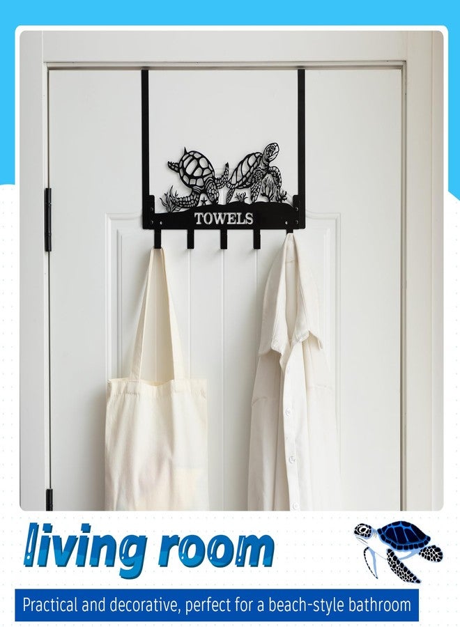 Otoolling Sea Turtles Over the Door Hooks Wall Mount Towel Rack Heavy Duty Hanging Towel Holder Metal Sea Turtles Decor for Bathroom Bedroom Kitchen Storage Decorative - Image 4