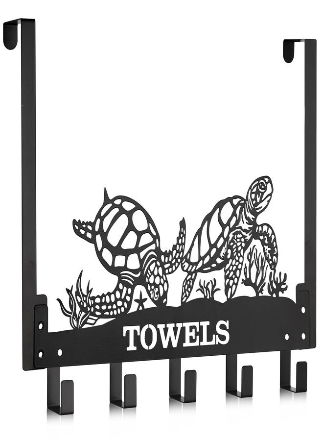Otoolling Sea Turtles Over the Door Hooks Wall Mount Towel Rack Heavy Duty Hanging Towel Holder Metal Sea Turtles Decor for Bathroom Bedroom Kitchen Storage Decorative - Image 1