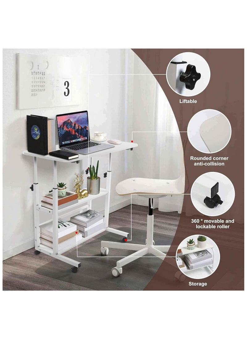 Generic - Mobile Bedside Laptop Desk,Height Adjustable Sit Stand Mobile Laptop Computer Tablet,Laptop Table Desk,Computer Writing Desk Stand for Bedroom (80 * 40CM） - Image 1
