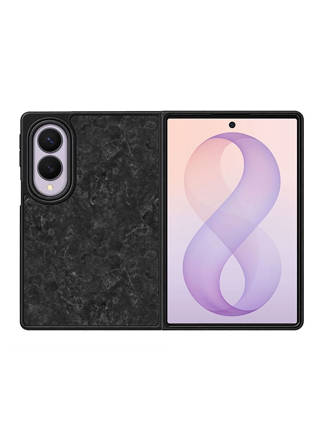 Stylizedd Rugged Case for Samsung Galaxy Z Fold8- Slim Fit Hybrid Rubber Cover Marble Texture Black - Image 1