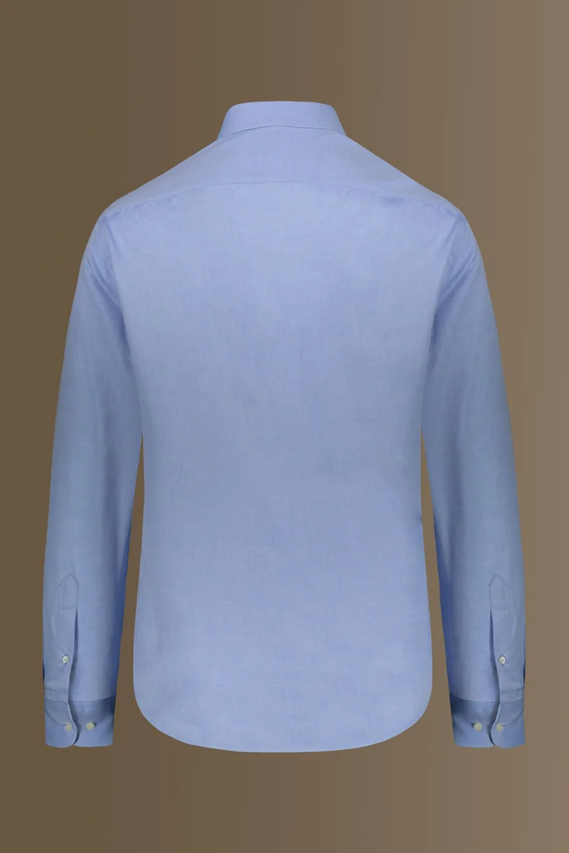 Doppelganger Blue Classic shirt french collar herringbone fabric - DK Sky for Men | Best Price UAE