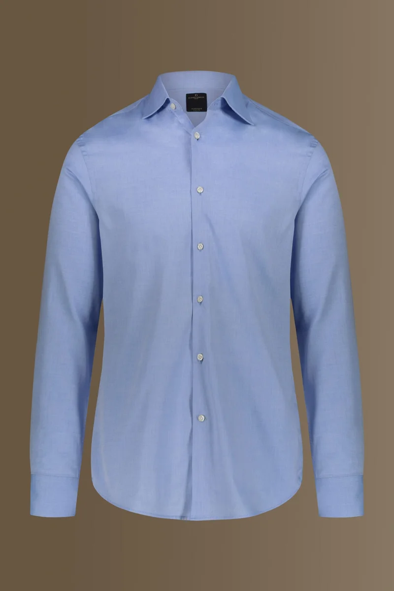 Doppelganger Blue Classic shirt french collar herringbone fabric - DK Sky for Men | Best Price UAE