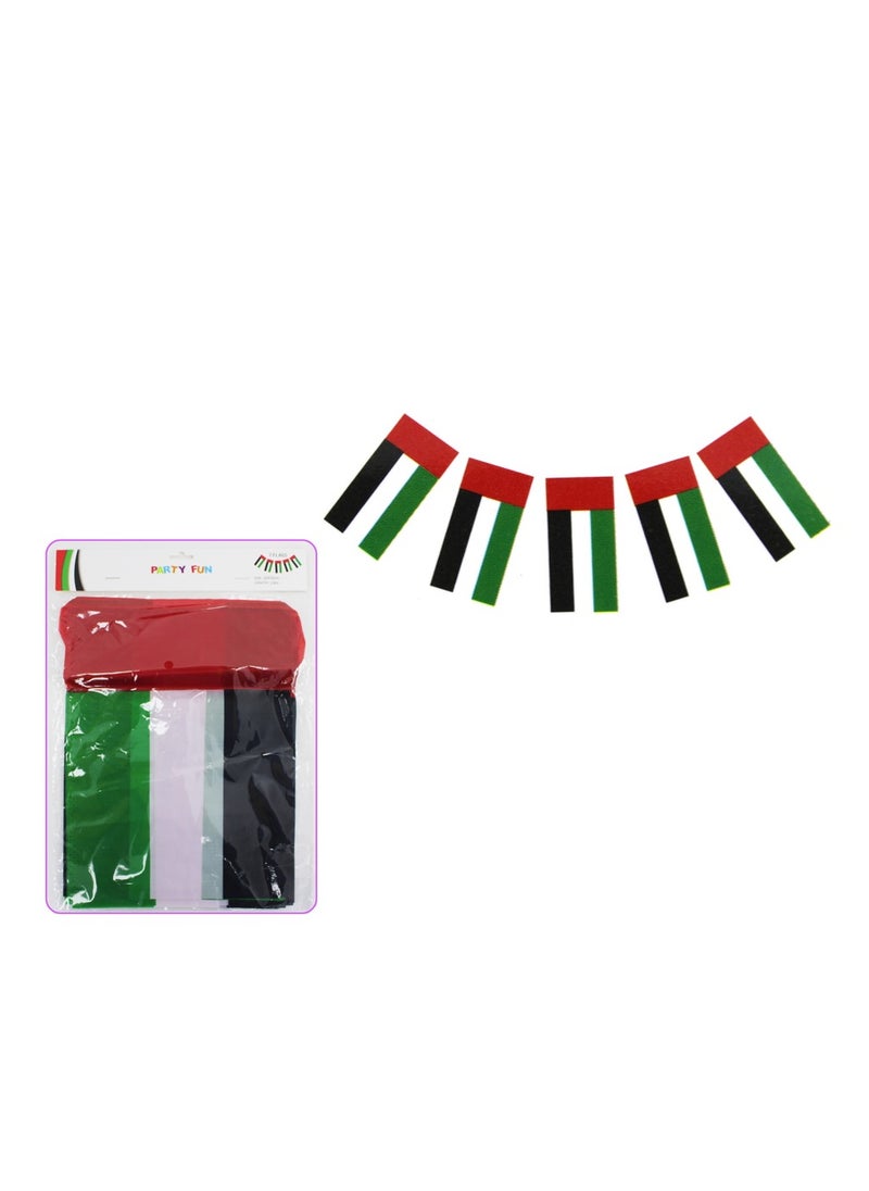 PARTY FUN - UAE Flag Banner 30x20cm Set of 7 Flags Show Your National Pride in Style - Image 1