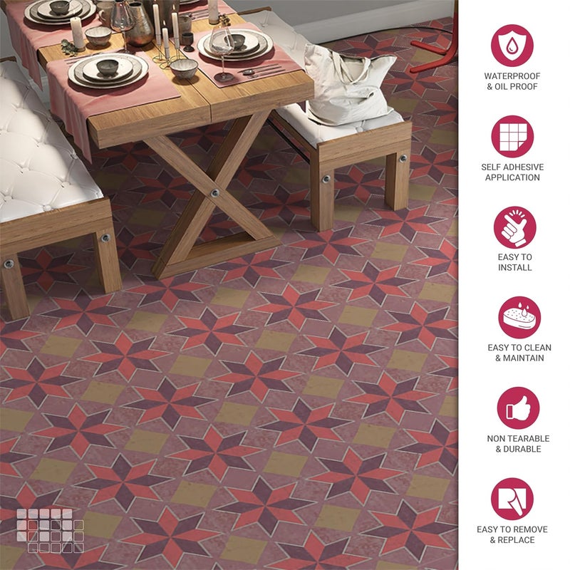 MOSAICOWALL Mosaicowall DIY Peel and Stick Self Adhesive Floor Tiles for Kitchen Living Room Matte Flooring Tile FST0026 X 6 Inches Pack of 12  - Image 2