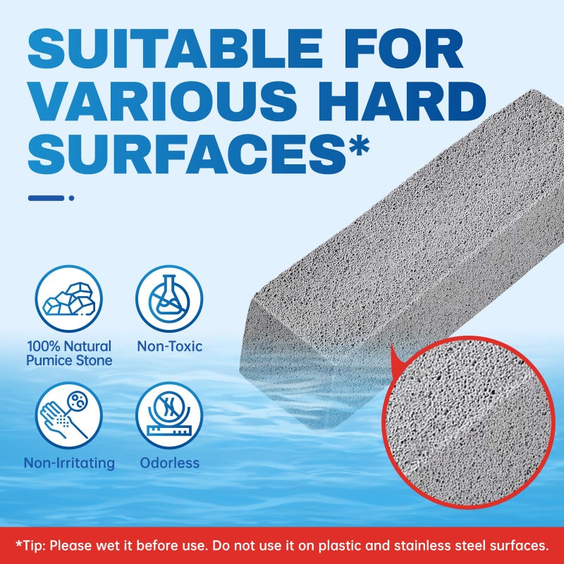 Vacplus Toilet Brush - Toilet Bowl Cleaners with Extra Long Handle, 100% Pumice Stone for Toilet Cleaning, Remove Limescale, Rust, Cleaning Supplies for Toilet, Pool, Bathroom, Sink, 2 Pack - Image 3