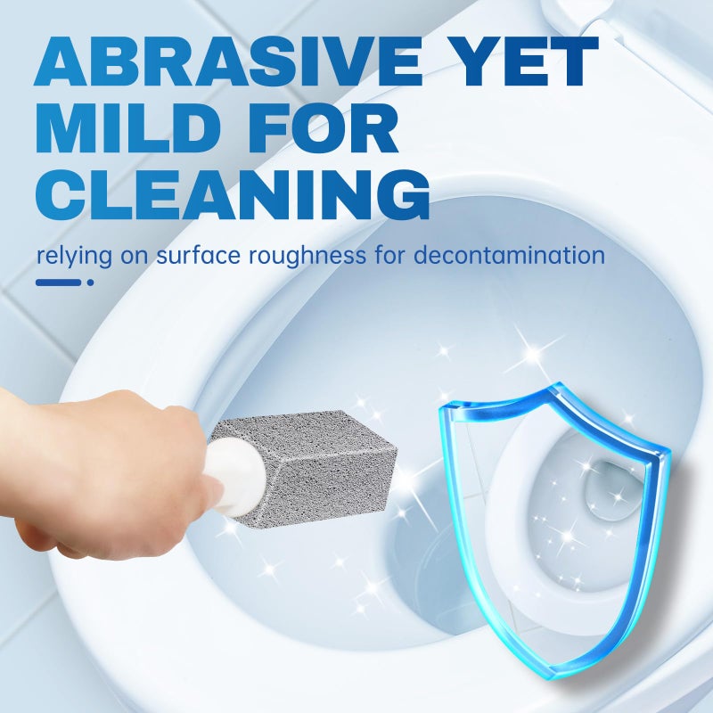 Vacplus Toilet Brush - Toilet Bowl Cleaners with Extra Long Handle, 100% Pumice Stone for Toilet Cleaning, Remove Limescale, Rust, Cleaning Supplies for Toilet, Pool, Bathroom, Sink, 2 Pack - Image 4