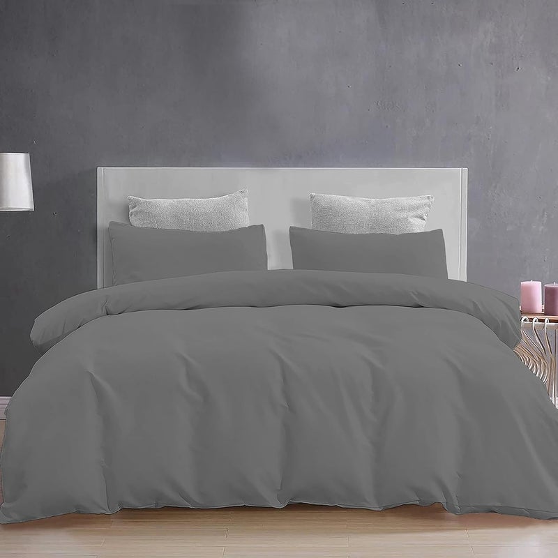 YRM Bedding's YRM Beddings 3 Pieces Duvet Cover Setr 100 Brushed Microfiber with Zipper Closure Duvet Cover91X101 Inches and 2 Pillow Cover 18X28 Inches Double Bed SizeDark Grey - Image 1