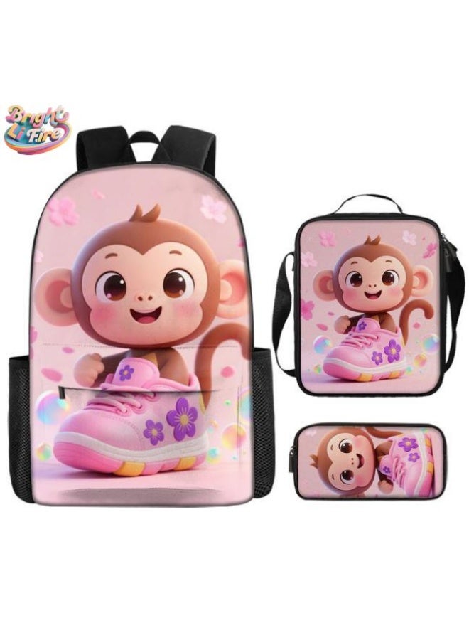 واضح من النار الضربة قادمة! حقيبة كرتونية ممتعة من ثلاث قطع، الموضة المفضلة الجديدة للطلاب والمراهقين (متوفرة للطلاب والأطفال والأصدقاء في النزهايات وتسلق الجبال والتعليم وما إلى ذلك) - 93 - Image 1