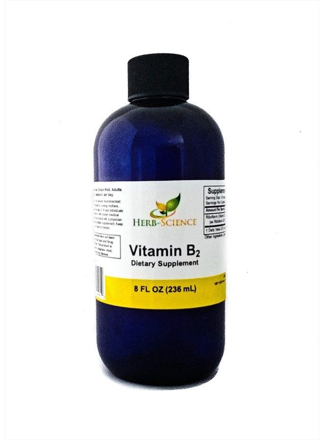 Vitamin B2 Supplement - Riboflavin Drops Liquid Extract - For Headache Relief, Natural Energy - Support For Hair, Skin, Nail Health,Collagen Production - Non-Alcoholic - 8 Fl.oz.