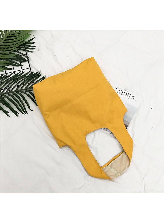 NIBEMINENT Stitch Detail Canvas Shopper/Tote Yellow - Image 2