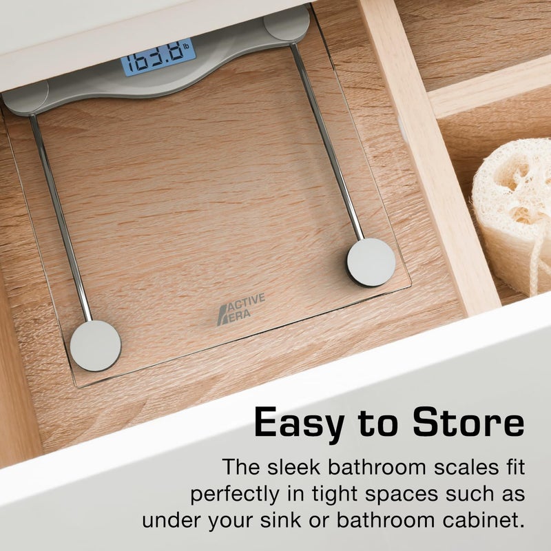 Active Era Digital Body Weight Scale - Ultra Slim High Precision Bathroom Scale with Tempered Glass, Step-on Technology and Backlit Display - Body Weighing Scale 180kg / 400lb (lbs/Stone/kgs) - Image 5