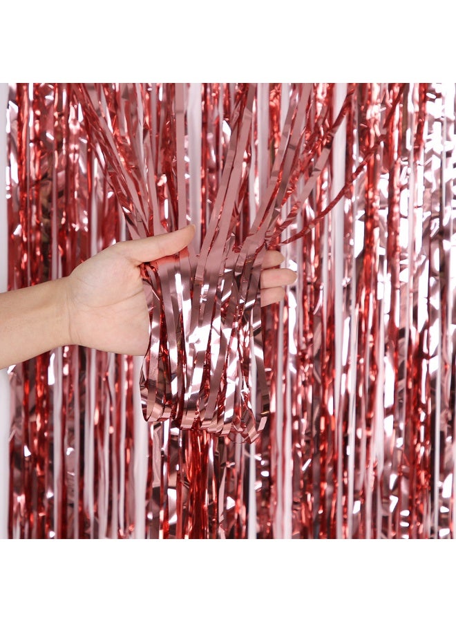 Happy Birthday Banner with Heart & Star Foil Balloons, Latex Balloons, and Foil Fringe Curtain –Rose Gold Birthday Party Decoration Set - Image 2