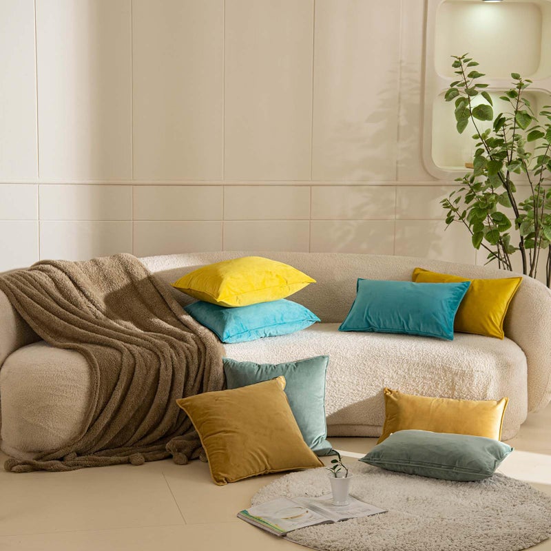 JUSPURBET Turquoise Decorative Velvet Throw Pillow Covers 22x22 inch Set of 2 Broadside Soft Cushion Case with Invisible Zipper for Sofa Couch Bed - Image 3
