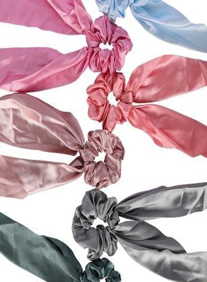 CHRONEX 6Pcs Soft Silk Satin Ties Scarf Scrunchies with 12pcs Matte Finish Tic Tic Hair Clips - Image 5