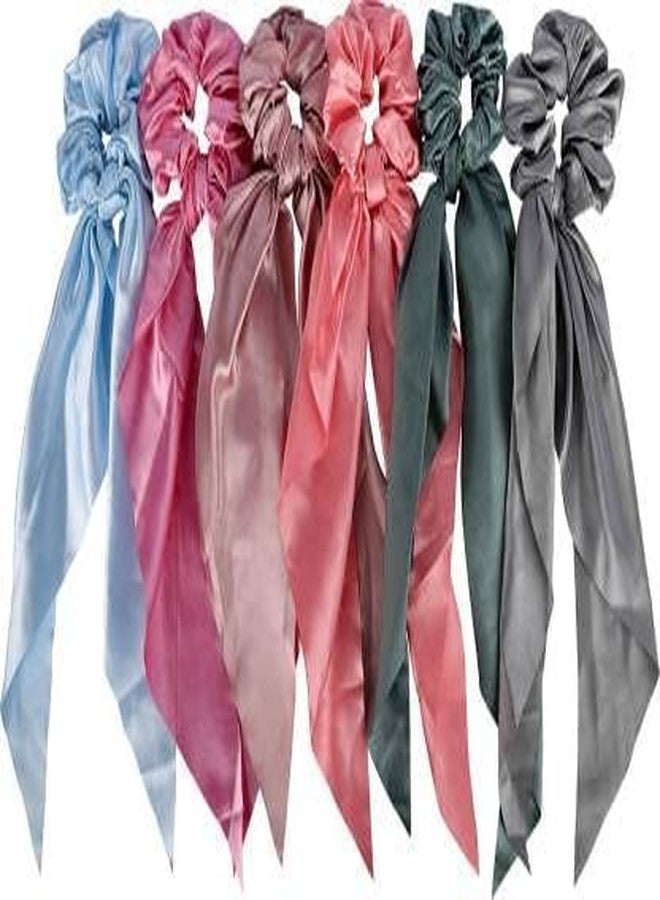 CHRONEX 6Pcs Soft Silk Satin Ties Scarf Scrunchies with 12pcs Matte Finish Tic Tic Hair Clips - Image 4