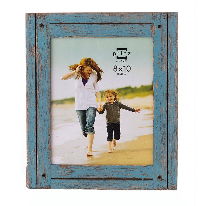 Prinz Homestead 8x10 Distressed Blue Rustic Wood Picture Frame, Two-Way Easel, Tabletop or Wall-Mounted - Image 1