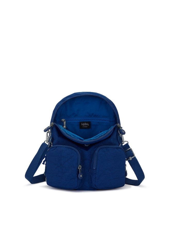 kipling Small Backpack (Convertible To Shoulderbag) Female Deep Sky Blue Firefly Up  - Image 3